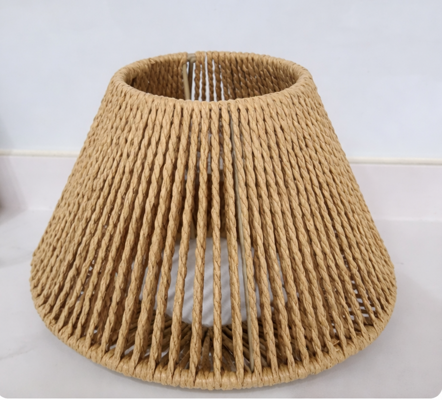 Rattan Woven Lamp Shade-- Geometric Hanging Light Cover | Rustic Home Decor