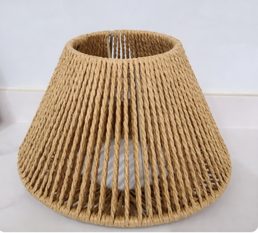 Rattan Woven Lamp Shade-- Geometric Hanging Light Cover | Rustic Home Decor