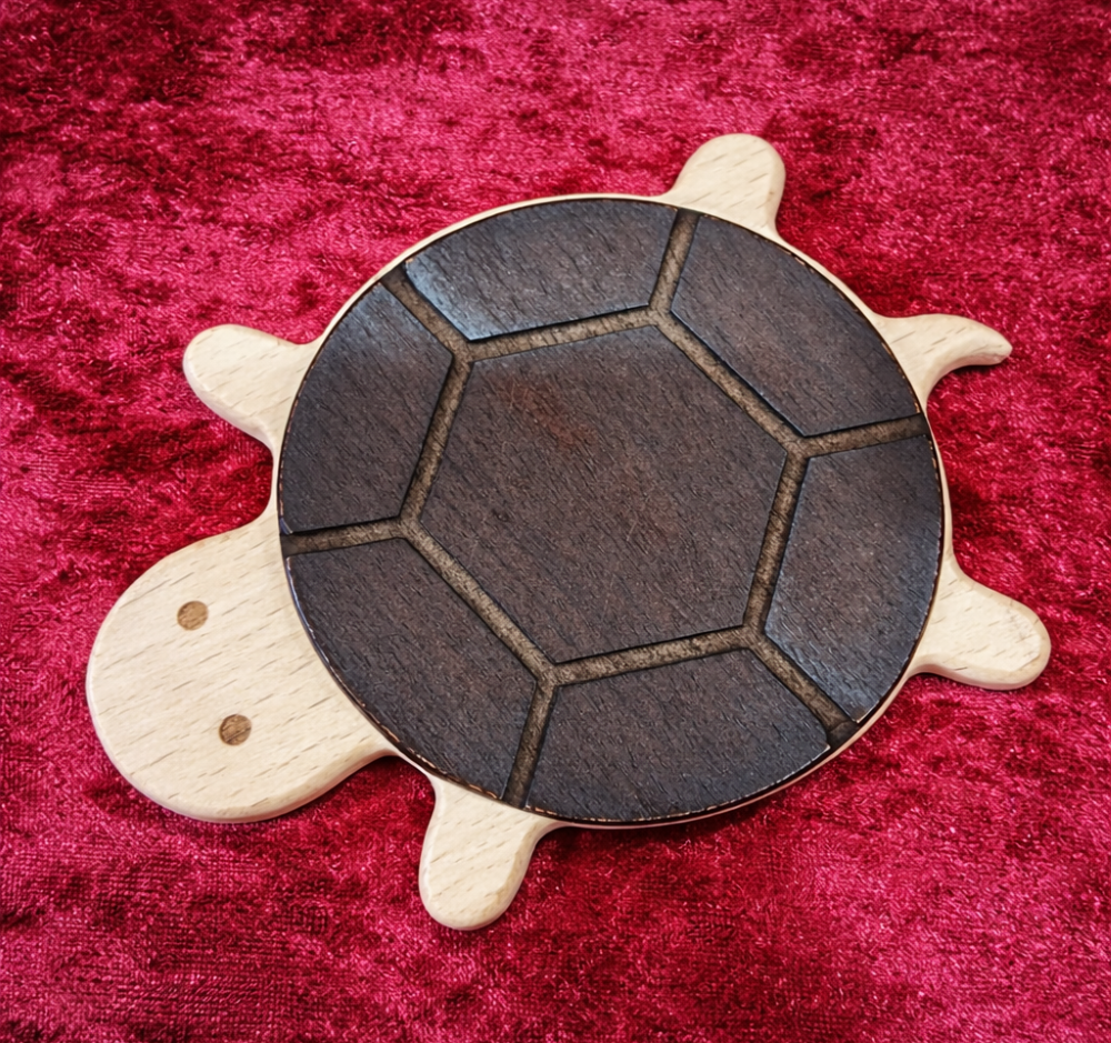 Black Walnut Wooden Turtle Coaster Set of 2 Pcs