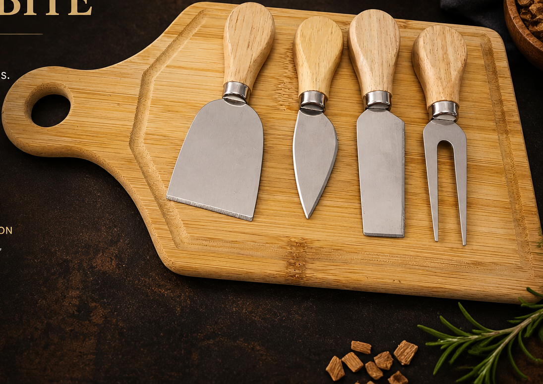 Chopping/serving Board with 4PCS Cheese Knife Set