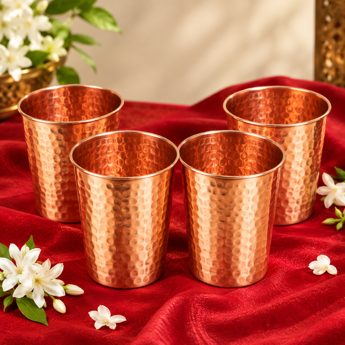 Hand-Hammered Copper Glasses – Set of 2 & Set of 4