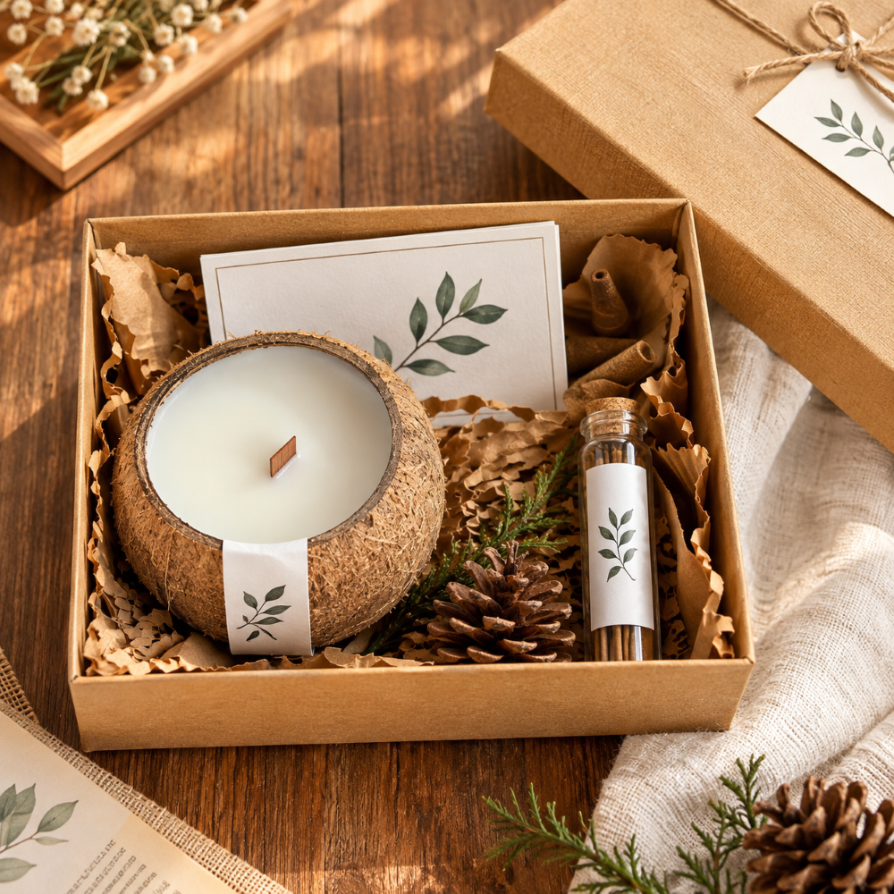 Coconut Scented Candle Set – Compact Gift Box