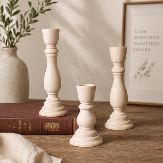 Wooden Candle Holder set of 3 pcs small, large, and medium size