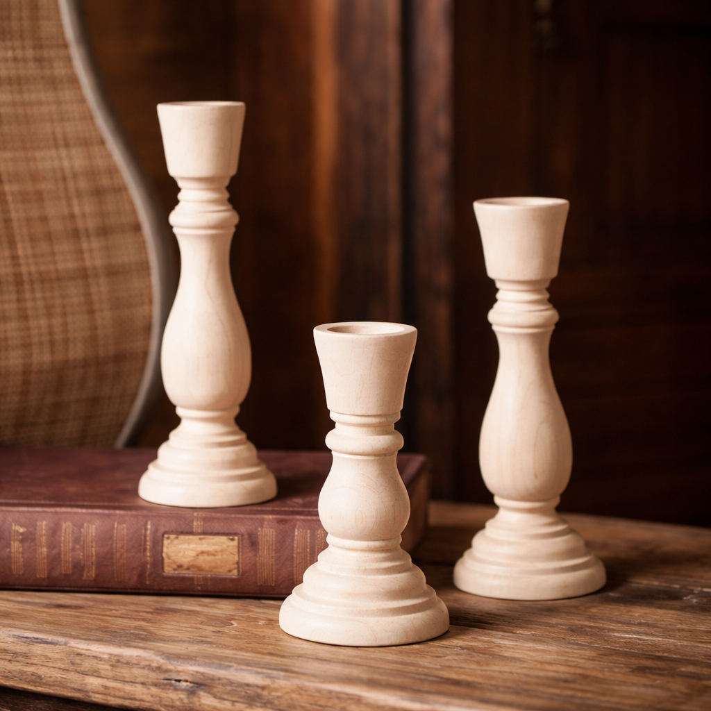 Wooden Candle Holder set of 3 pcs small, large, and medium size
