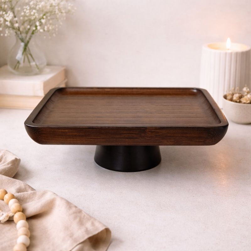 Premium Wood Pedestal Cake Stand
