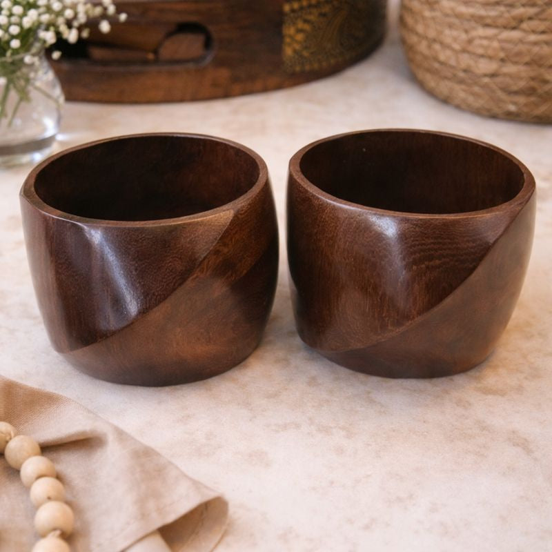 Mango Wood Big Cuff Bracelet Bangle Set of 2 pcs