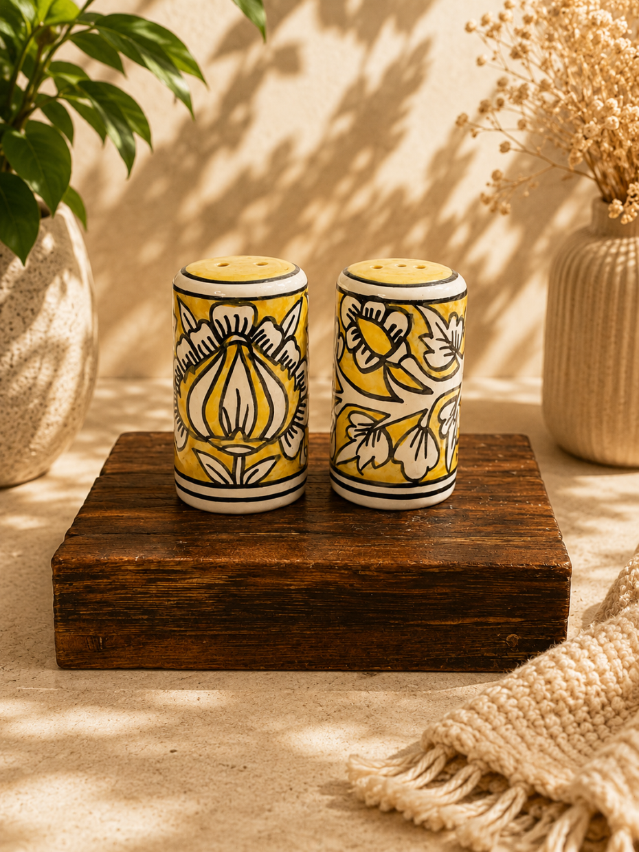 Handpainted Salt & Pepper Containers Set– 3 Unique Designs