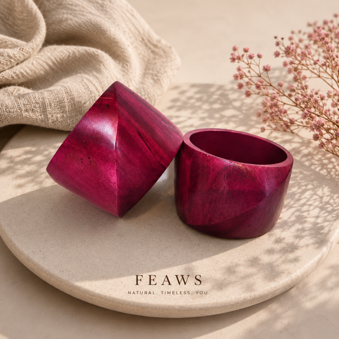 Mango Wood Big Cuff Bracelet Bangle Set of 2 pcs