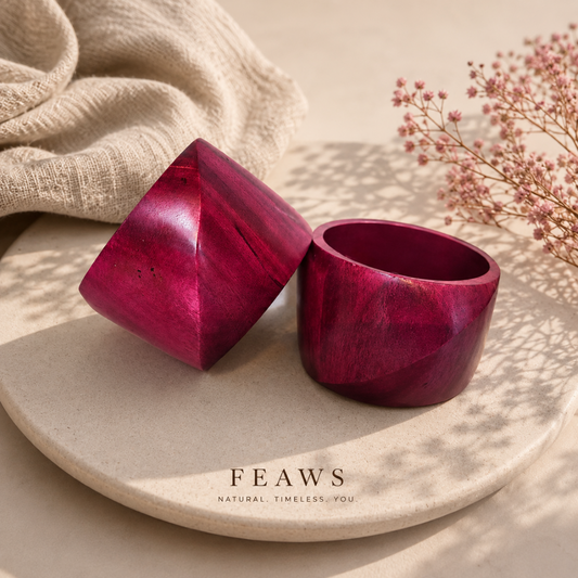 Mango Wood Big Cuff Bracelet Bangle Set of 2 pcs