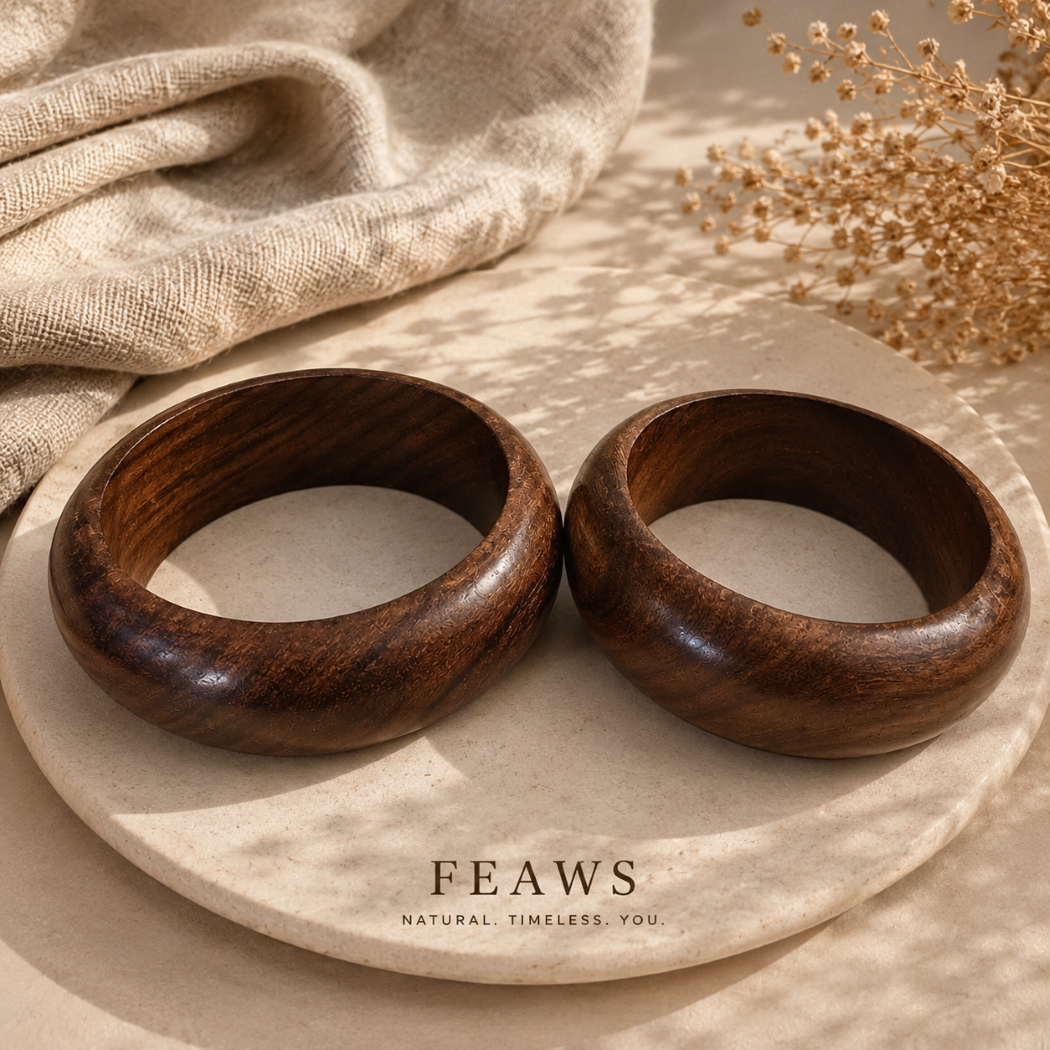 Mango Wood Statement Bracelets Bangle Set of 2 pcs