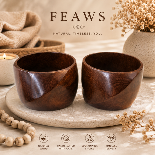 Mango Wood Big Cuff Bracelet Bangle Set of 2 pcs