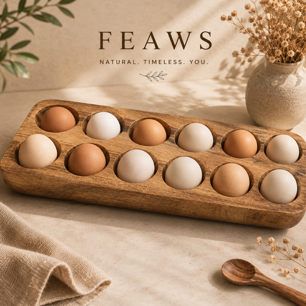 Handcrafted Wooden Egg Tray – 12 Slots