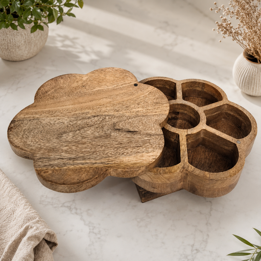 Mango Wood Spice Box – Natural Wood color