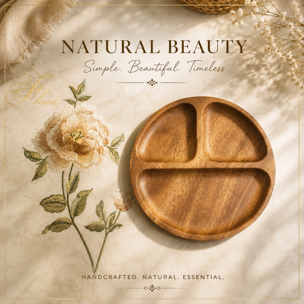 Luxury Walnut Wood 3-Compartment snacks serving Tray
