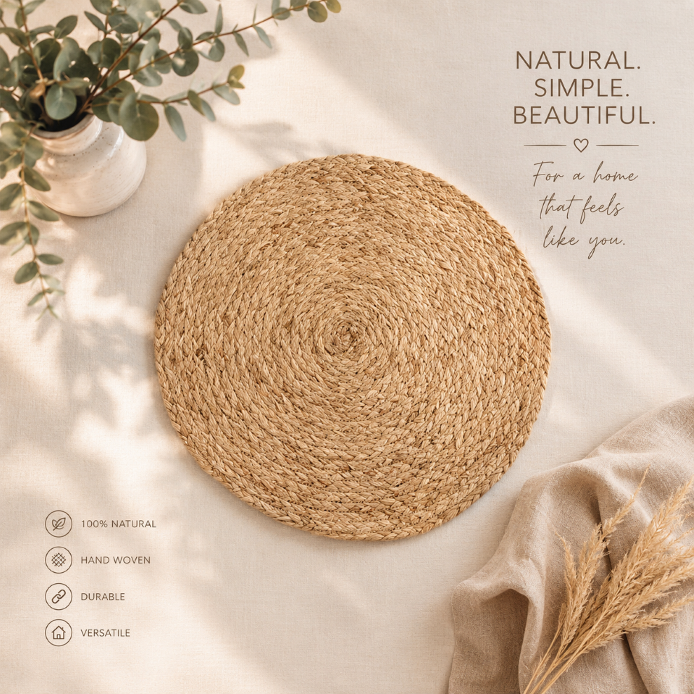 Boho Natural braided Handwoven Place Mats-Set of two