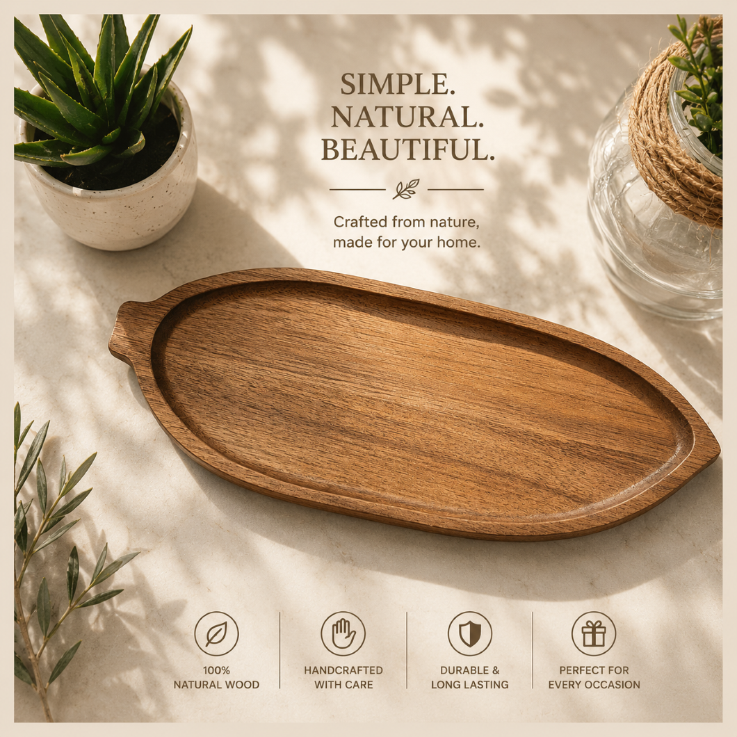 Acacia Wood Leaf/Cloud/oval/rectangular Shaped Wooden Tray