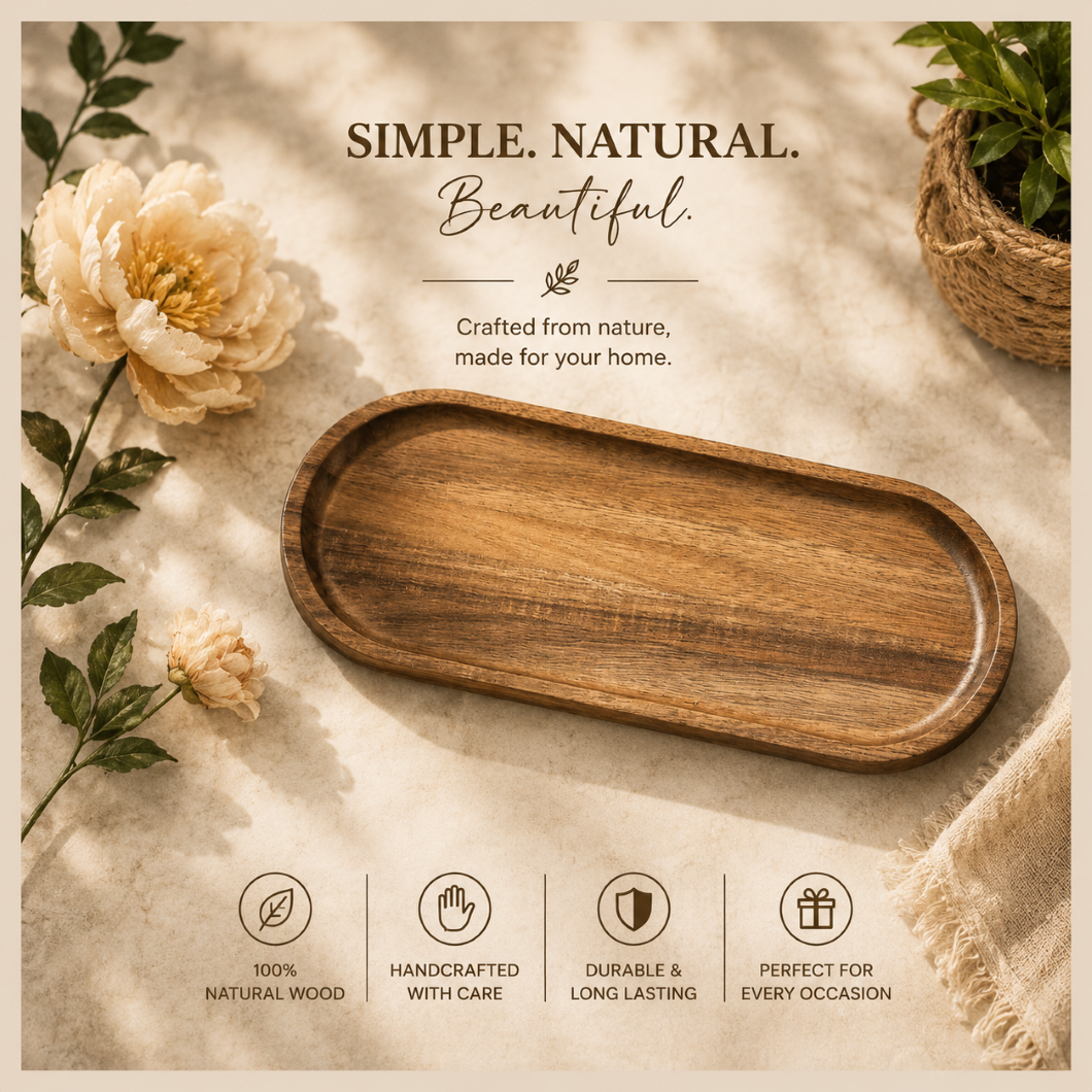 Acacia Wood Leaf/Cloud/oval/rectangular Shaped Wooden Tray