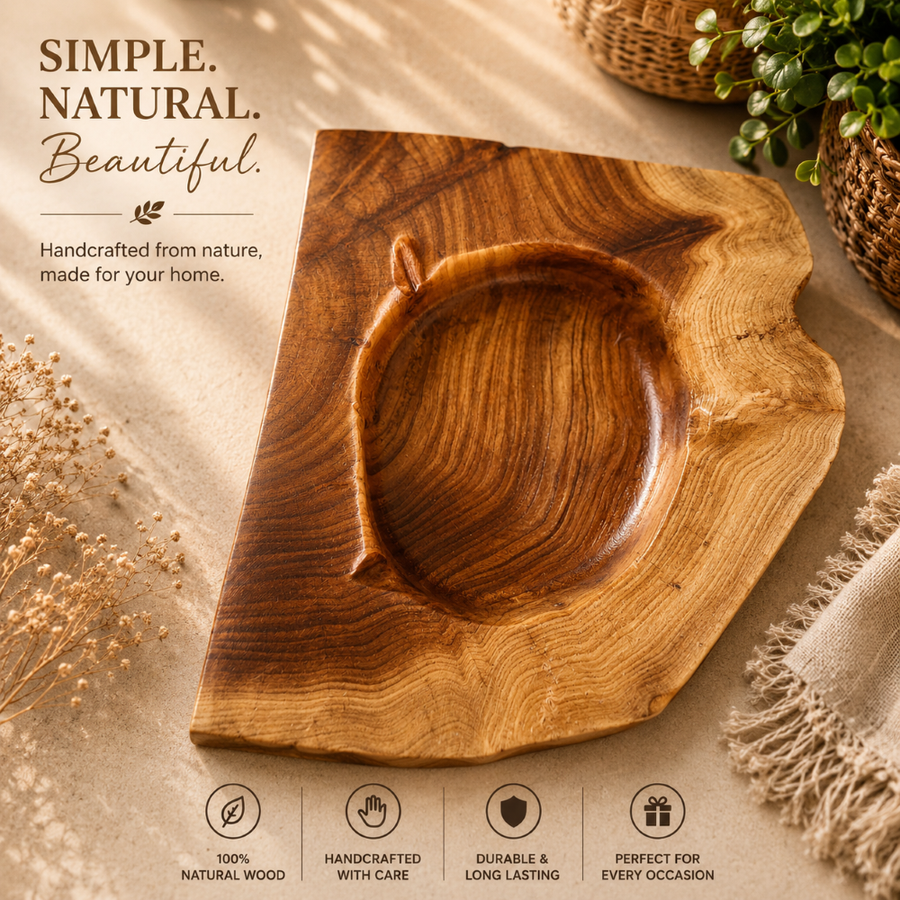 Irregular Shape Wooden piece - Solid Natural Wood Decorative Holder