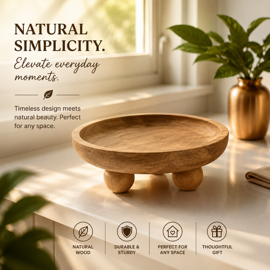 Wooden Tray with Ball Feet - Decorative