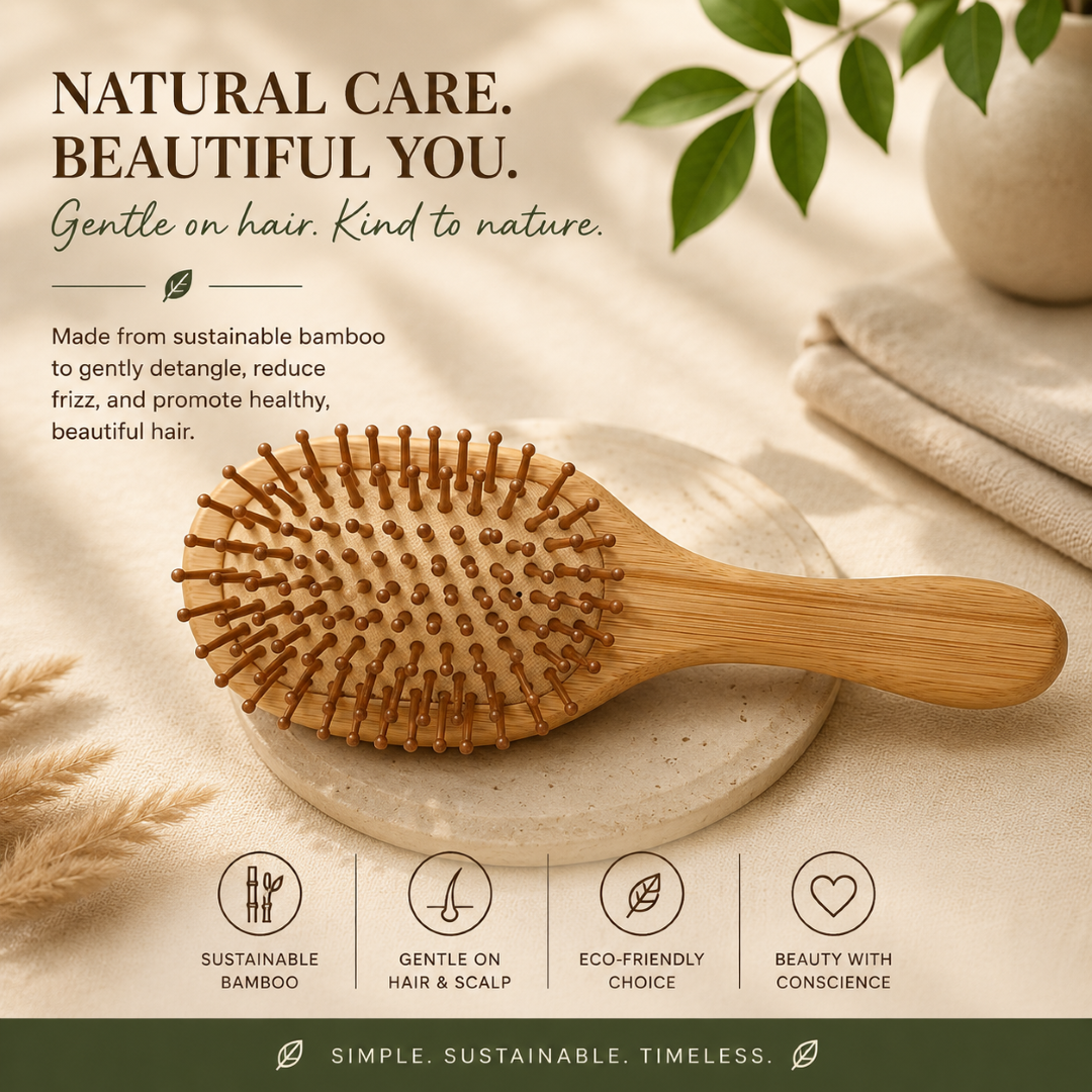 Natural Bamboo Paddle Cushion Hair Brush