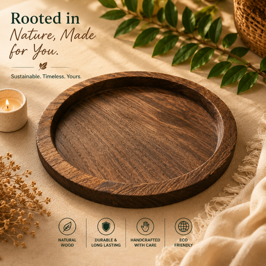 Rustic Wooden Tray Candle Holder – Farmhouse Style Home Decor