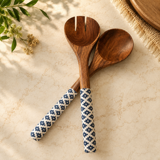 Meraki Wooden Serving Spoons Set-2 pcs
