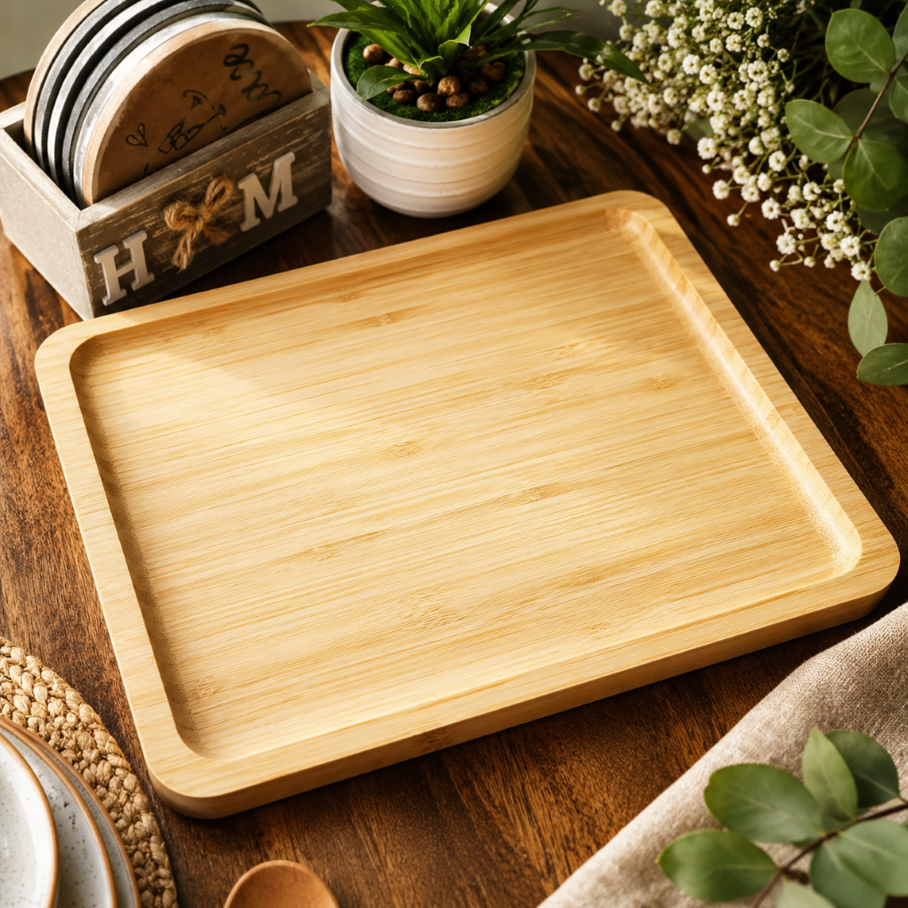 Rectangular Bamboo Serving Tray