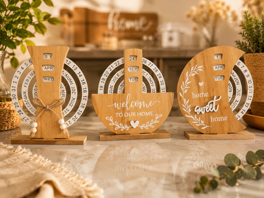 Wooden Rotating Calendar – Handmade Desktop Ornament