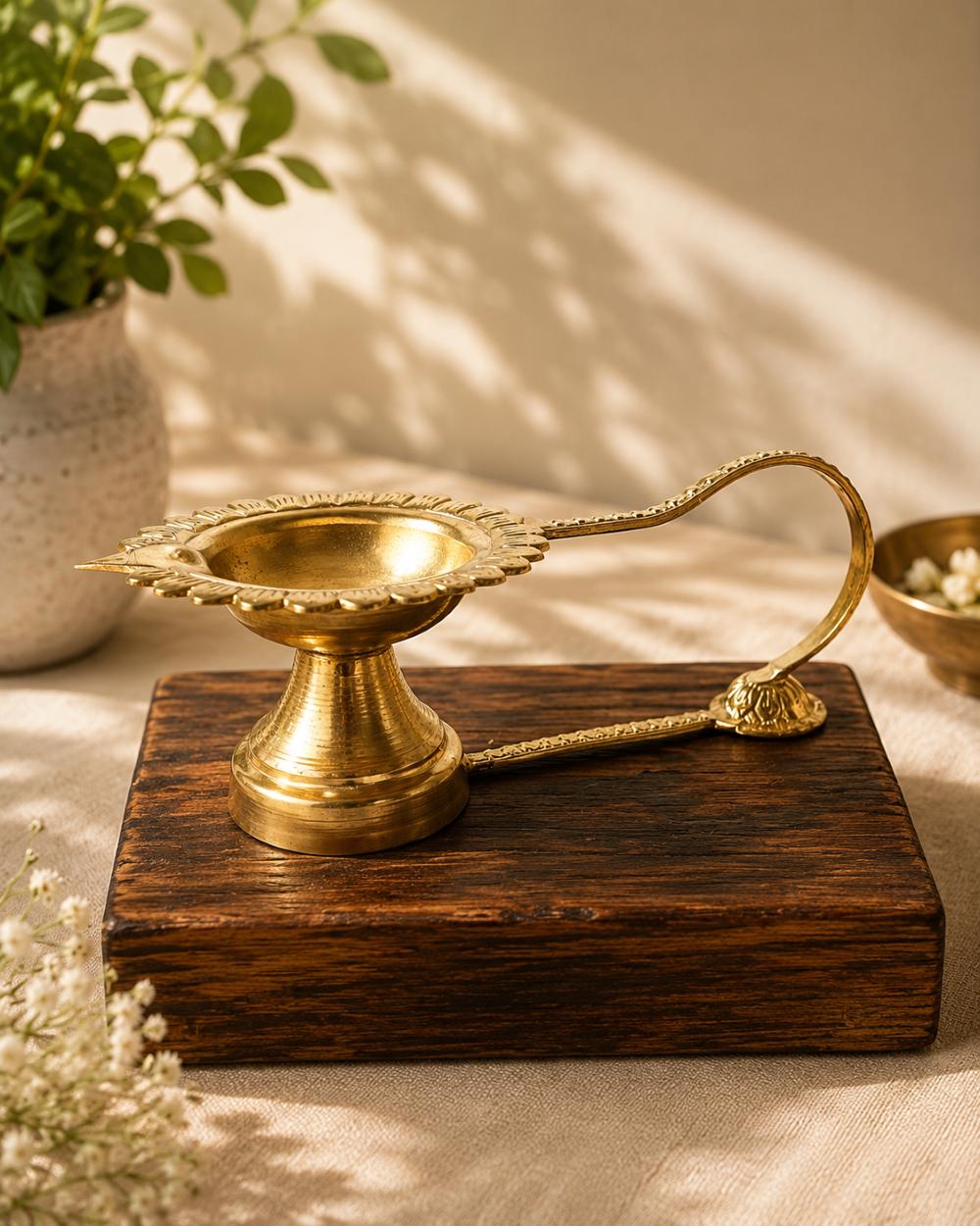 Brass Unique Diya with Handle