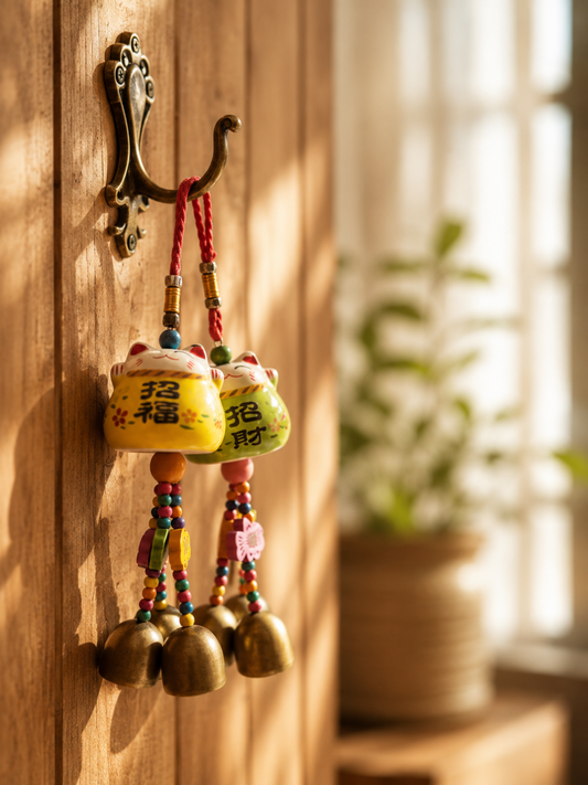 Lucky Cat Hanging Decor – Colorful Pop Good Fortune Charm Set of 2