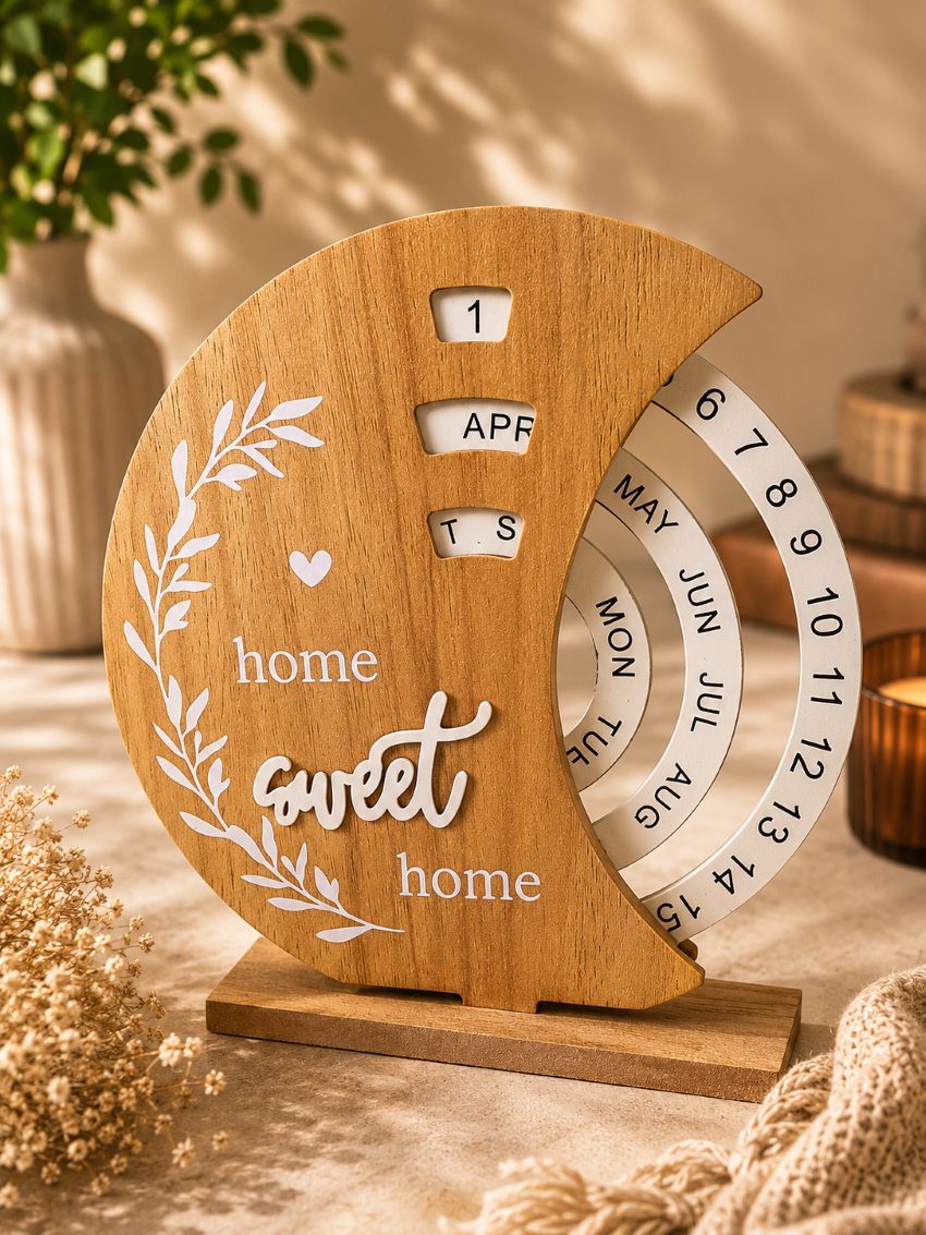 Wooden Rotating Calendar – Handmade Desktop Ornament