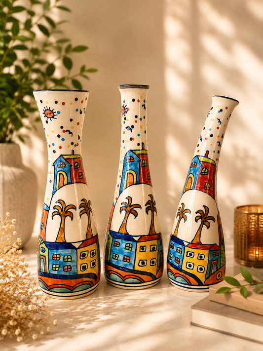 Vibrant Color Splash Hand-painted Vases Set of 3 pcs