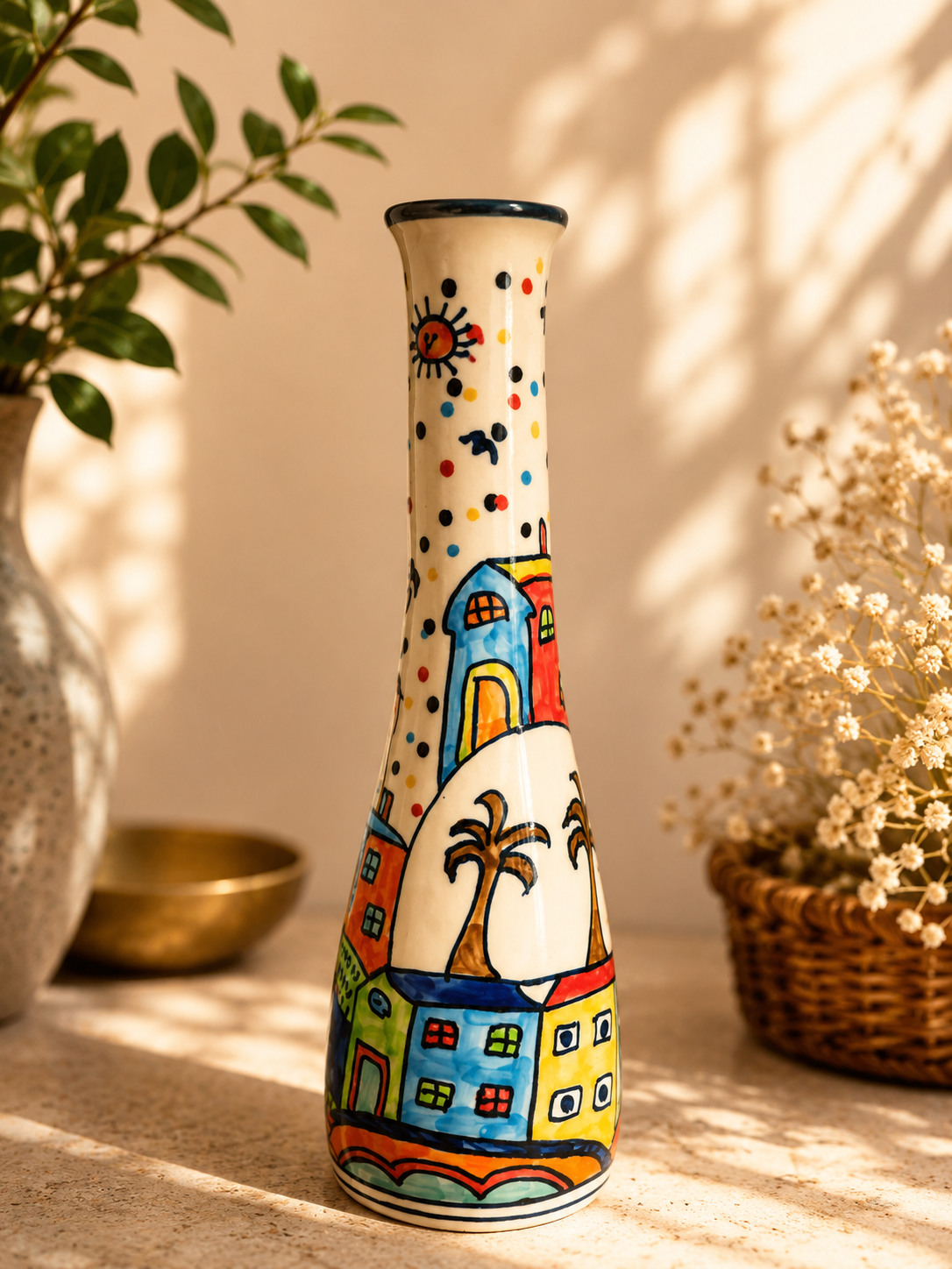Vibrant Color Splash Hand-painted Vases Set of 3 pcs