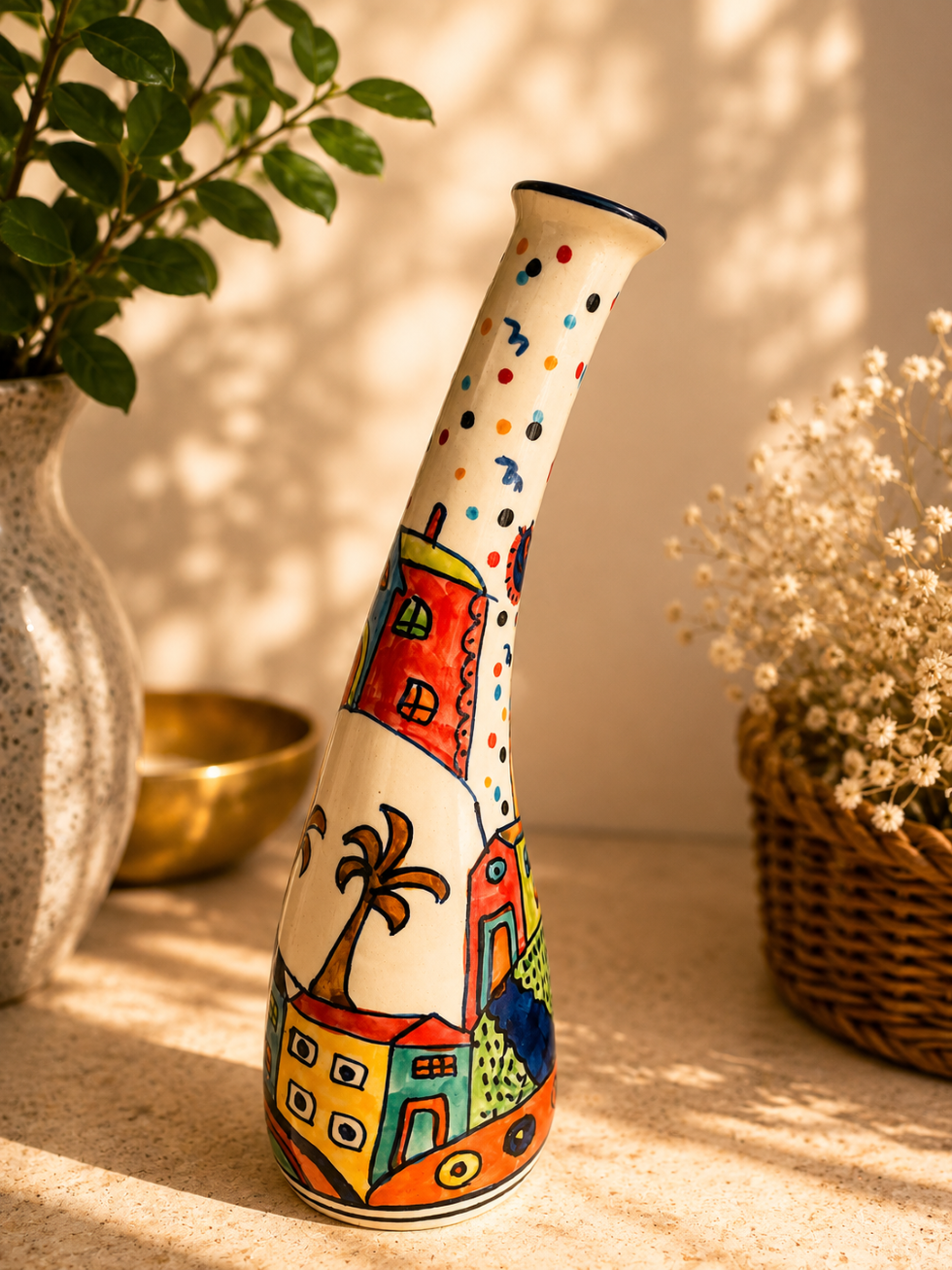 Vibrant Color Splash Hand-painted Vases Set of 3 pcs