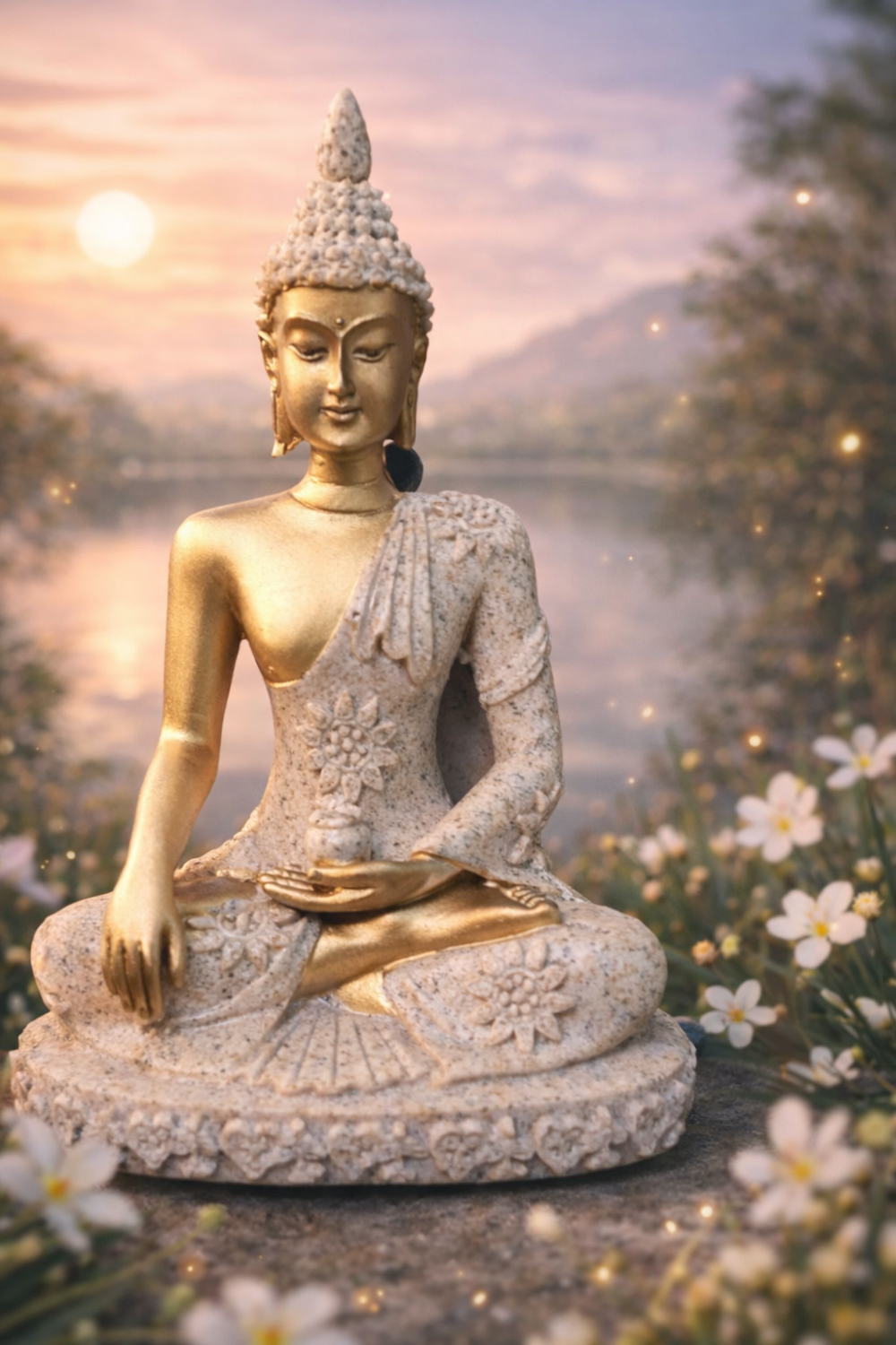 Sandstone Sitting Buddha Statue