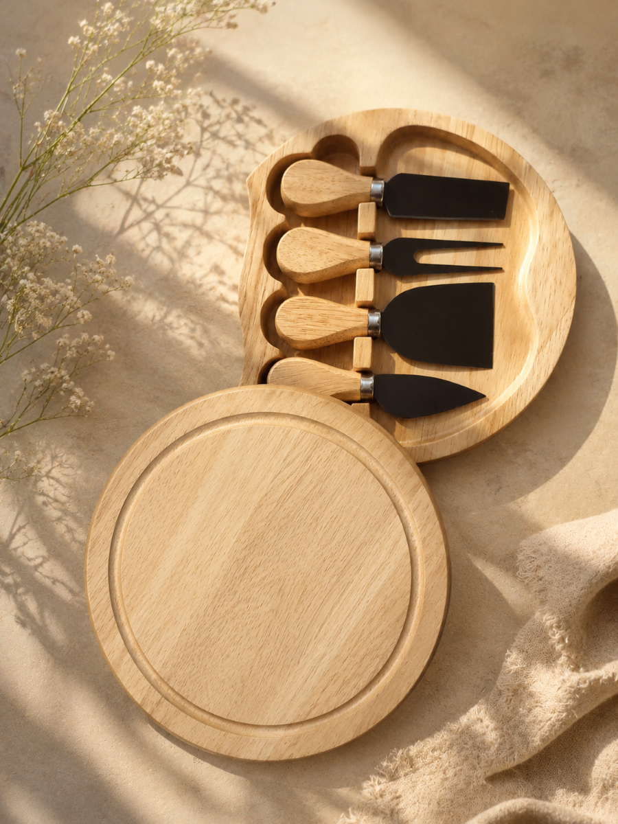 Premium 4 Piece Bamboo Cheese Cutting Board Set