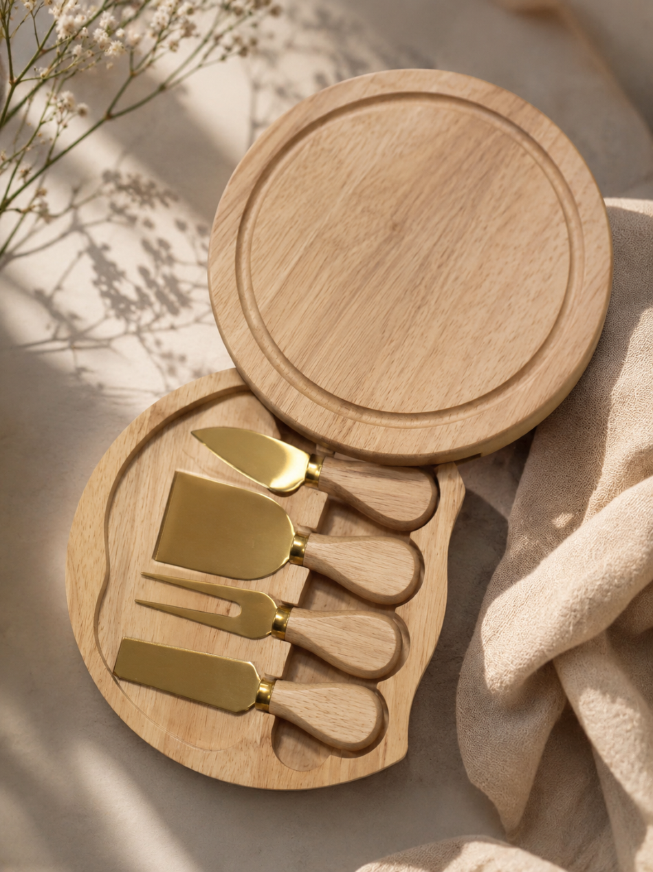 Premium 4 Piece Bamboo Cheese Cutting Board Set