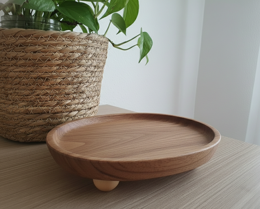 Wooden Tray with Ball Feet - Decorative