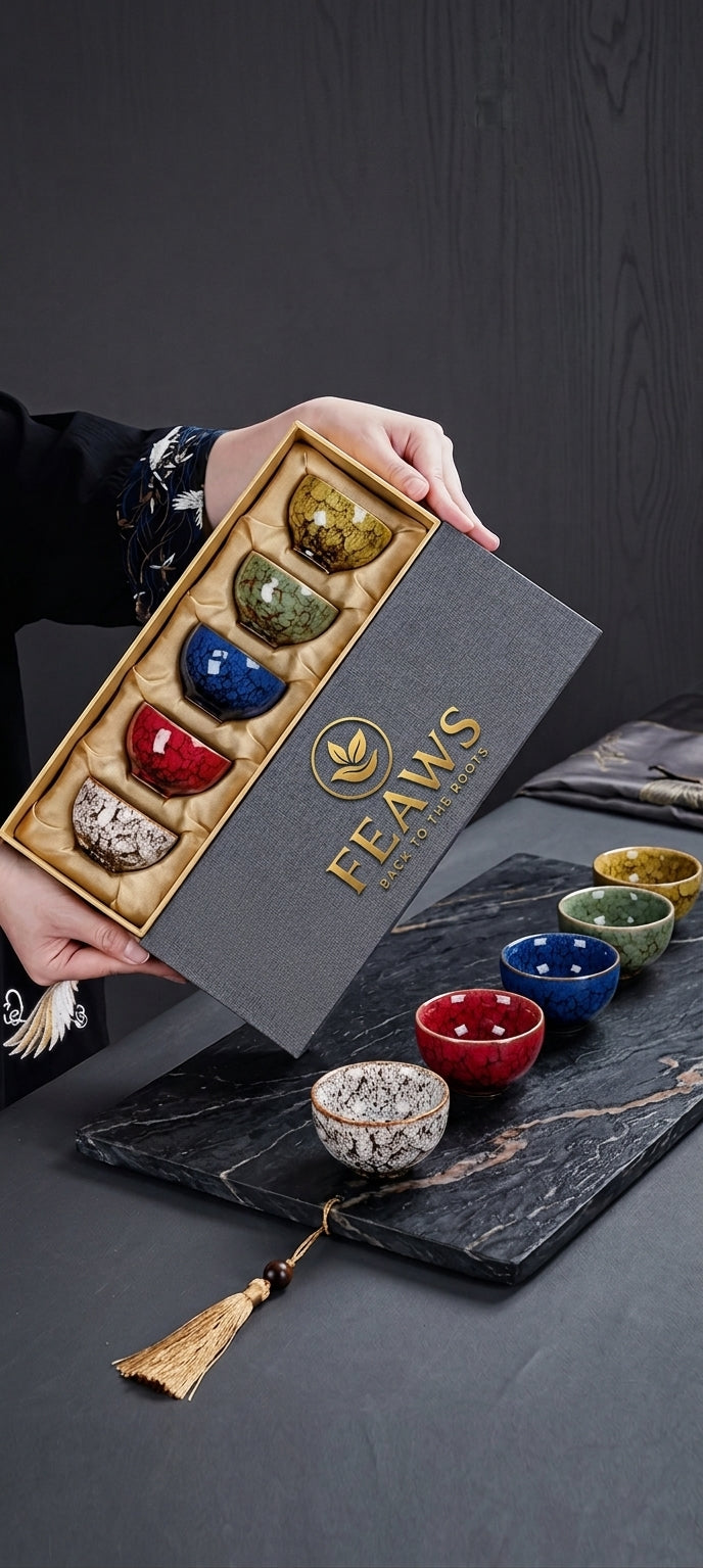 Gift Ready Set-Five Elements Ceramic Tea Cup Set