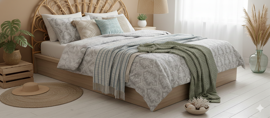 Modern Silver Ornamental Bedsheet Set with 2 Pillow Covers