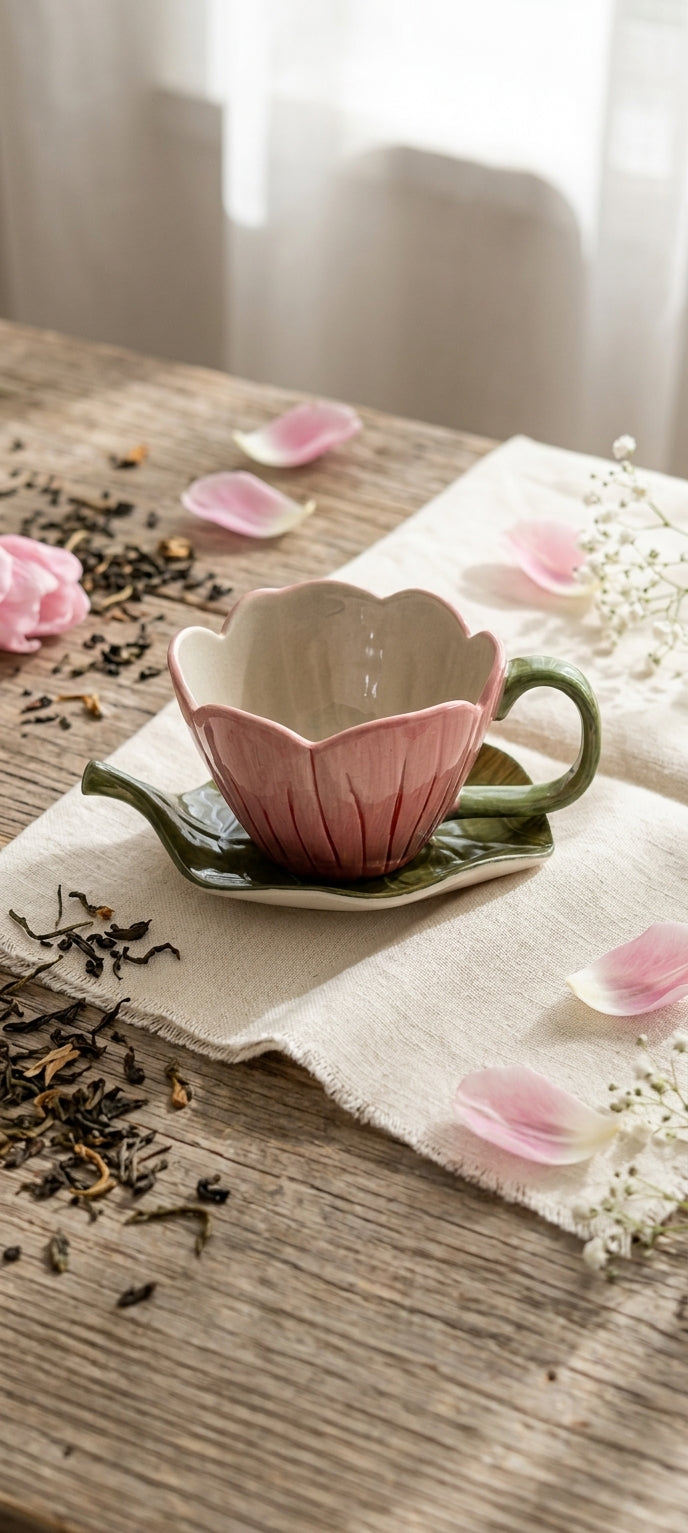 Limited Edition Vintage Pink Tulip Coffee Cup & Saucer Set