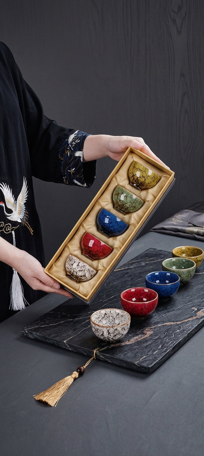 Gift Ready Set-Five Elements Ceramic Tea Cup Set