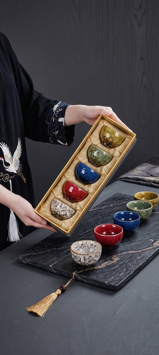 Gift Ready Set-Five Elements Ceramic Tea Cup Set