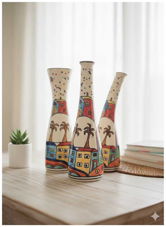 Vibrant Color Splash Hand-painted Vases Set of 3 pcs