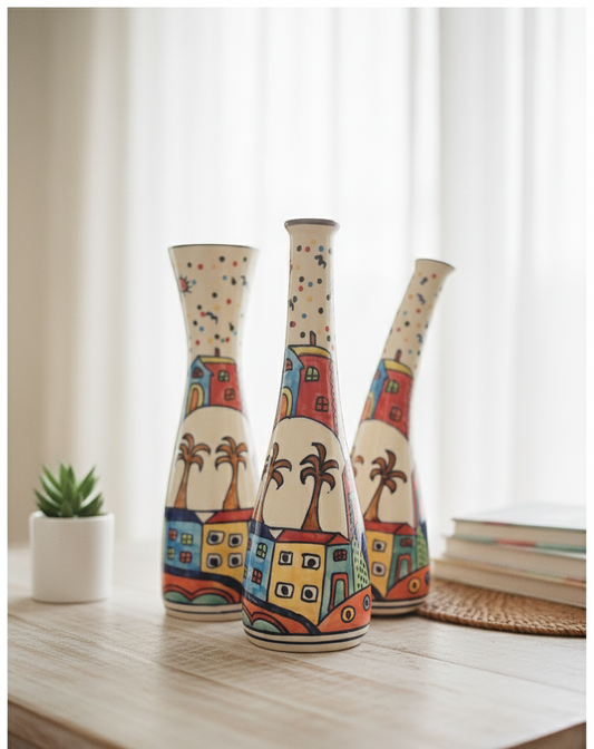 Vibrant Color Splash Hand-painted Vases Set of 3 pcs