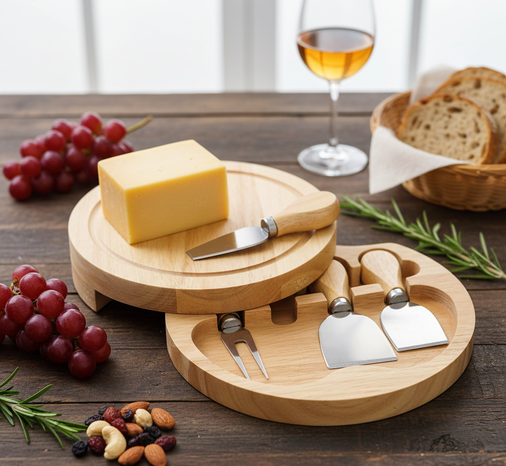 Premium 4 Piece Bamboo Cheese Cutting Board Set