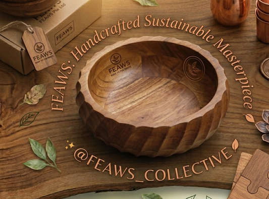 FEAWS “Prithvi” Series Acacia Wood Carved Bowl