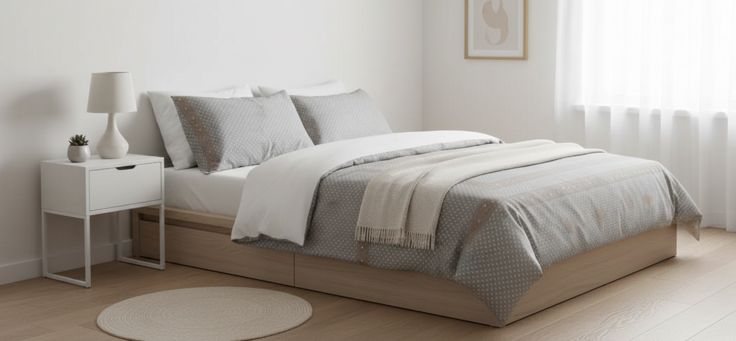 Grey Golden World Bedsheet set with 2 pairs of pillow covers