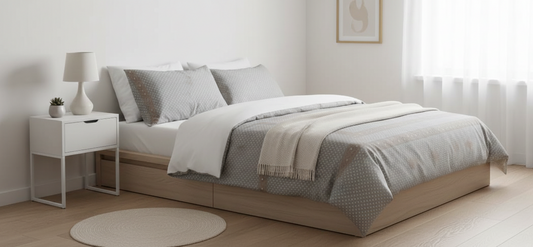 Grey Golden World Bedsheet set with 2 pairs of pillow covers