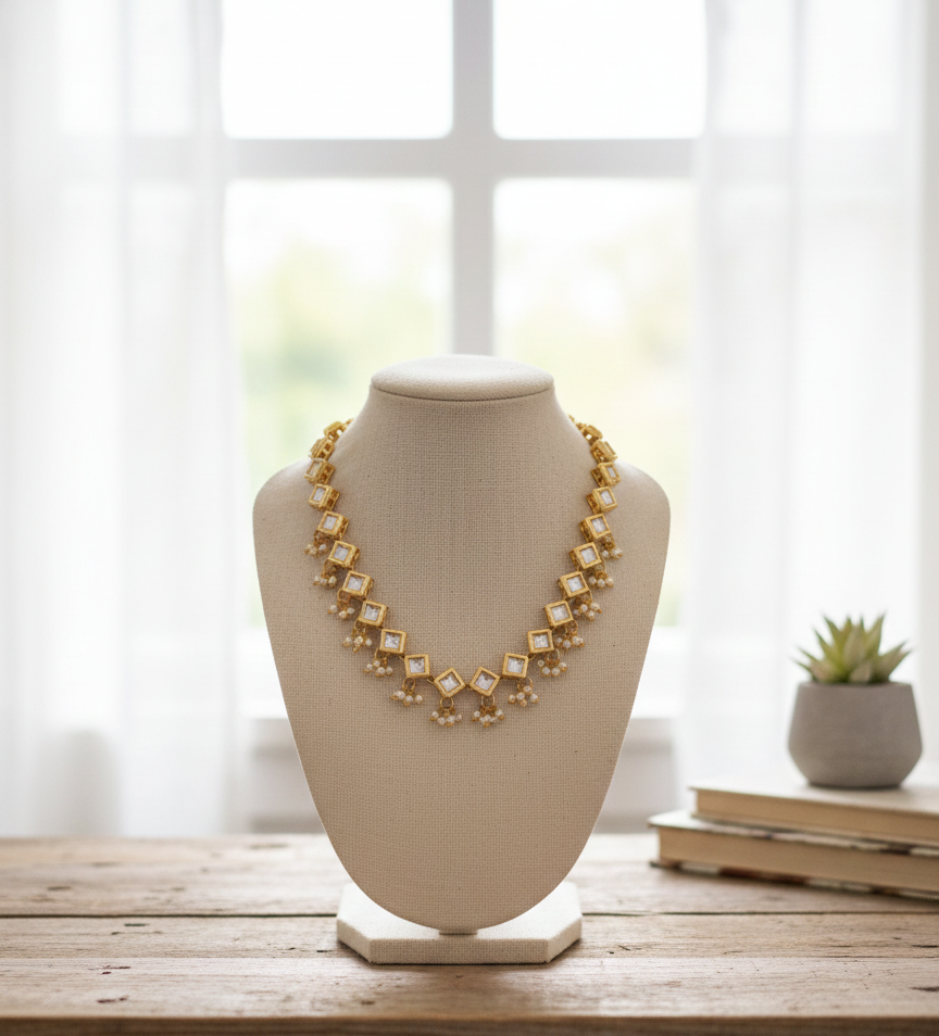 Handcrafted Kundan & Pearl Jewelry Set with Earrings: Trendy Jewelry Set